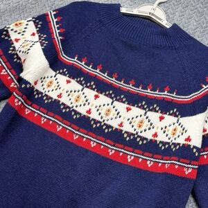 Vintage JCPenney Men's Medium Navy‎ Fair Isle Sweater Acrylic Pullover Christmas